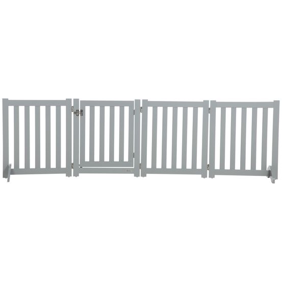 Barrière chien mdf grise 205 x 60 cm intérieur pliable avec porte et supports