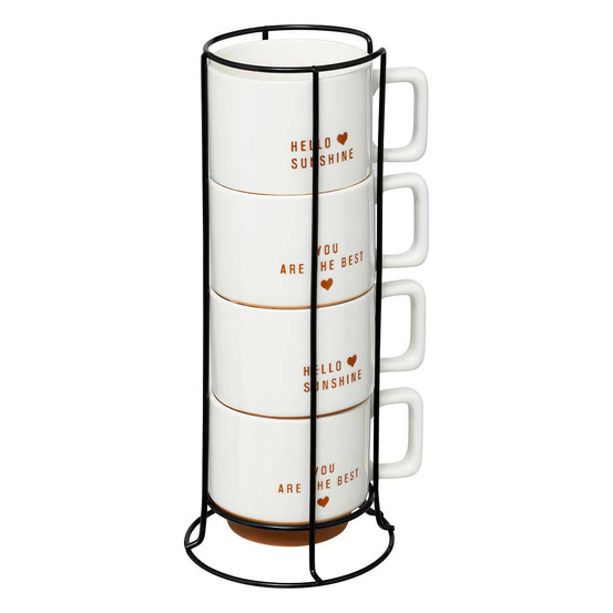 Lot de 4 mugs sur rack