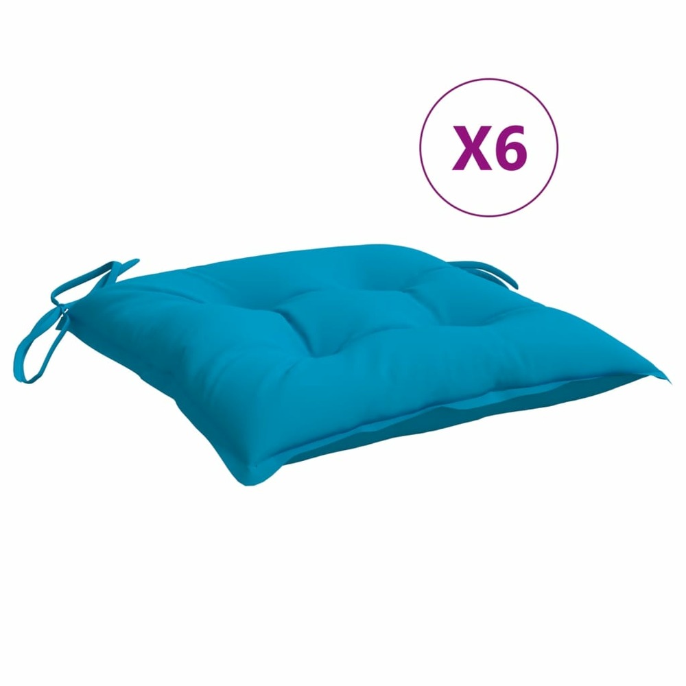 Coussins de chaise lot de 6 bleu clair 40x40x7 cm tissu oxford