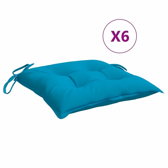 Coussins de chaise lot de 6 bleu clair 40x40x7 cm tissu oxford