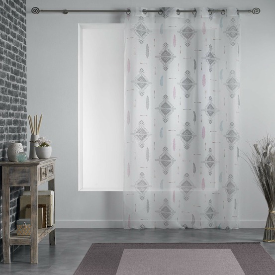 Panneau rideau voile plumes ete indien