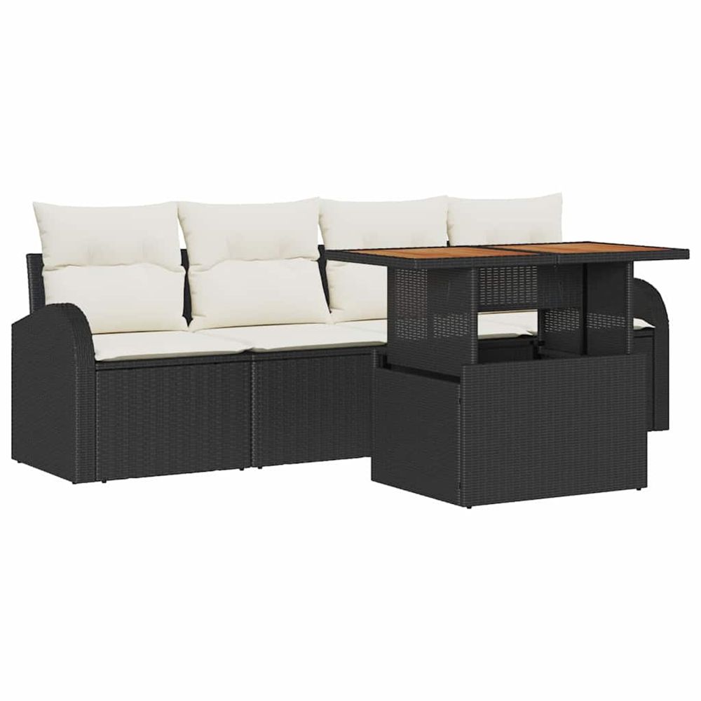 Ensemble de canapé de jardin 5 pc noir poly rotin