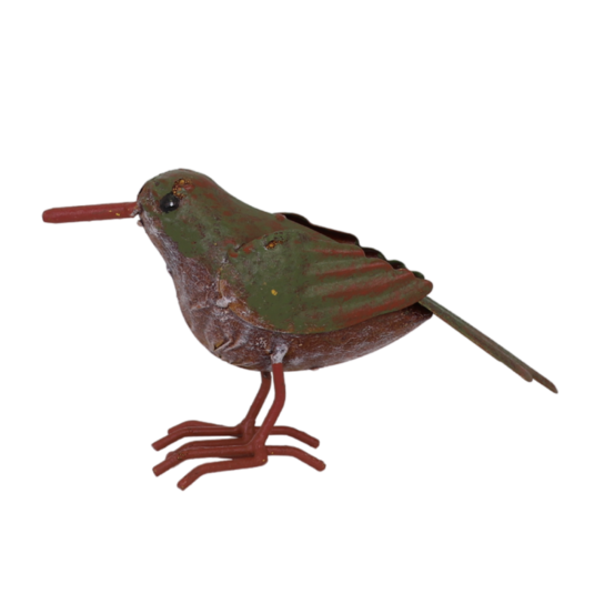 ° oiseau métal gris et vert 18 x 4.5 x 10 cm