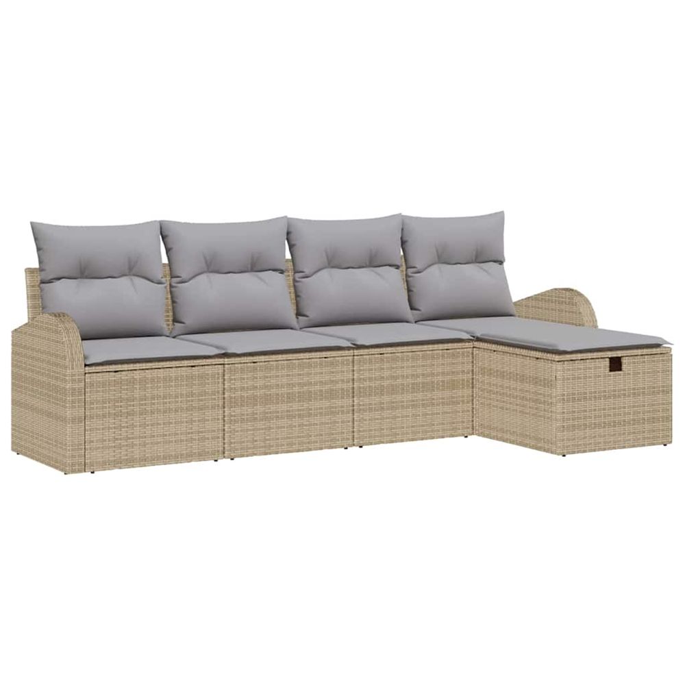 Ensemble de canapé de jardin 5 pc beige polyrotin