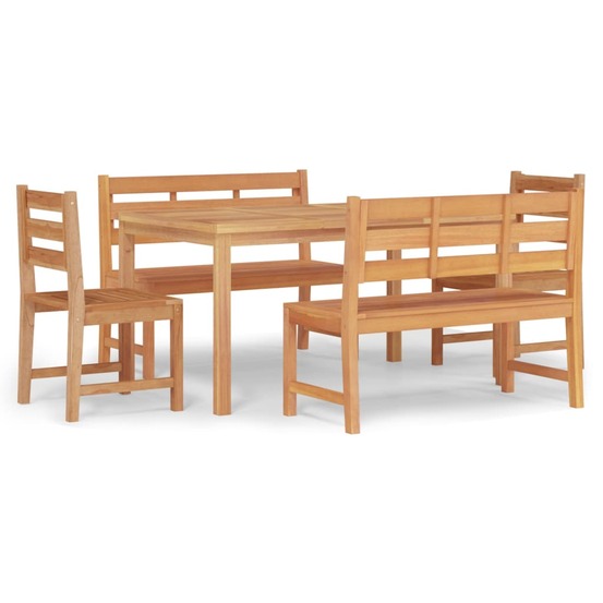 Ensemble à manger de jardin 5pcs bois de teck massif
