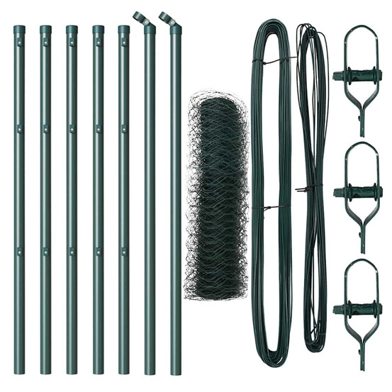 Clôture avec poteaux vert 0.6 x 10 m acier recouvert de pvc