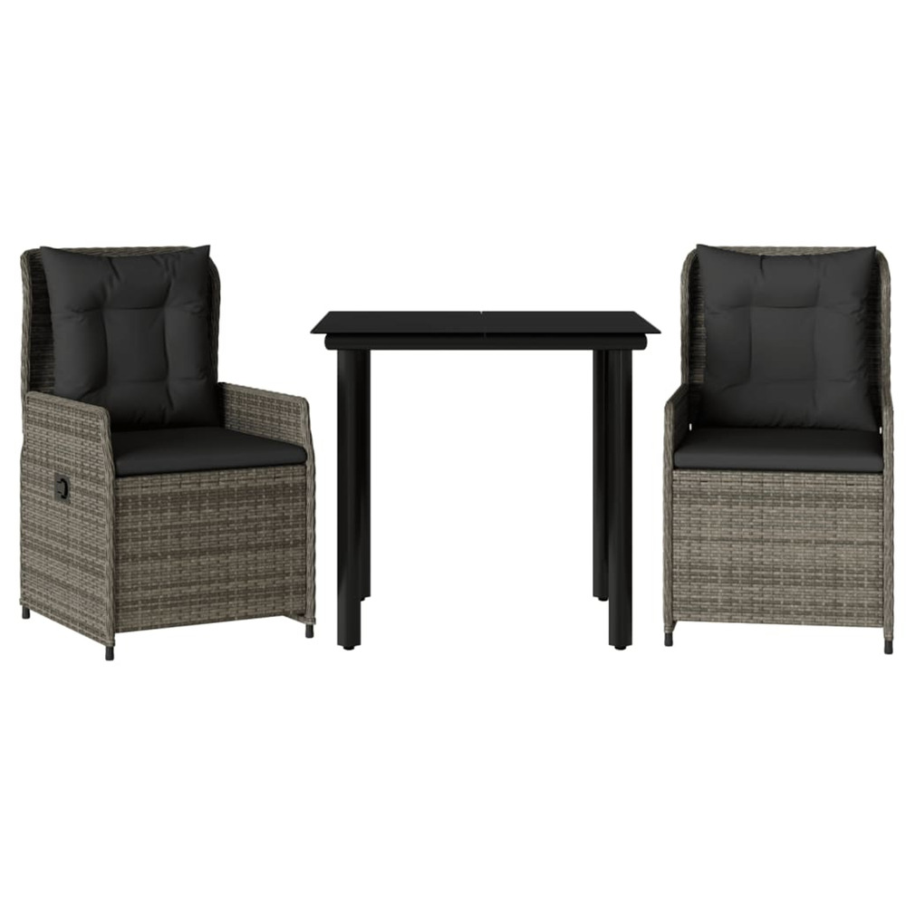 Ensemble à manger de jardin 3 pcs coussins gris résine tressée