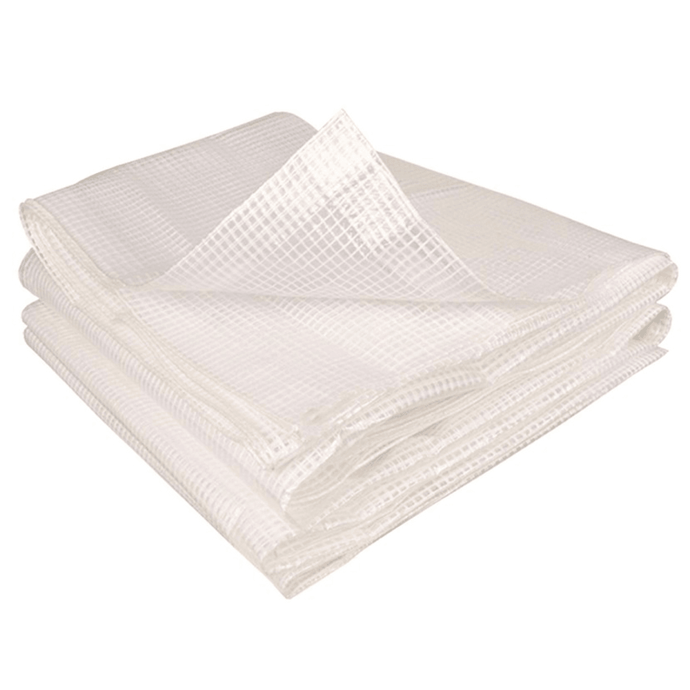 Bâche de rechange pour serre de jardin tunnel 12m² 4 x 3 x 2 m anti-uv avec porte et fenêtres zebra blanche toutes saisons