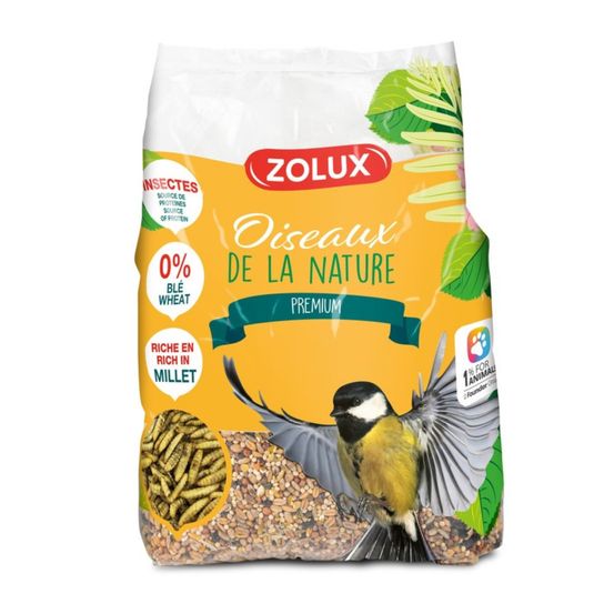 Graines mélange millet et insectes 2 kg pour oiseaux jardin