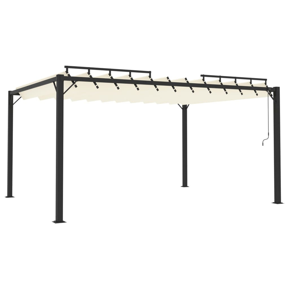 Tonnelle avec toit à persienne 3x4 m crème tissu et aluminium
