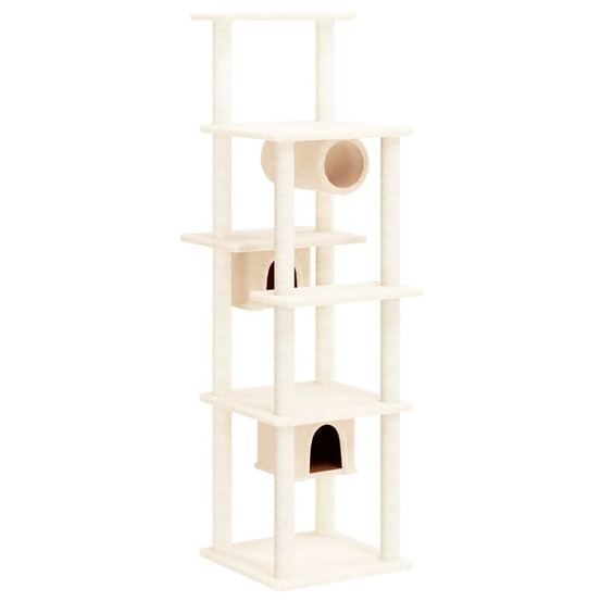 Arbre à chat avec griffoirs en sisal crème 169 cm