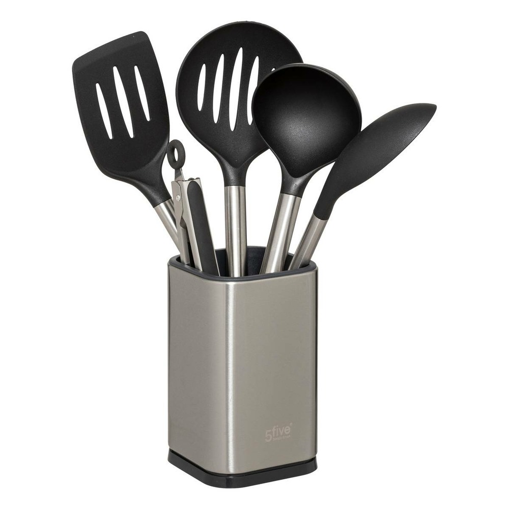 5five - pot métal noir à ustensiles avec 7 accessoires 5five - pot métal noir à ustensiles avec 7 accessoires