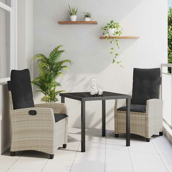 Ensemble de salle à manger pour jardin 3 pcs gris clair