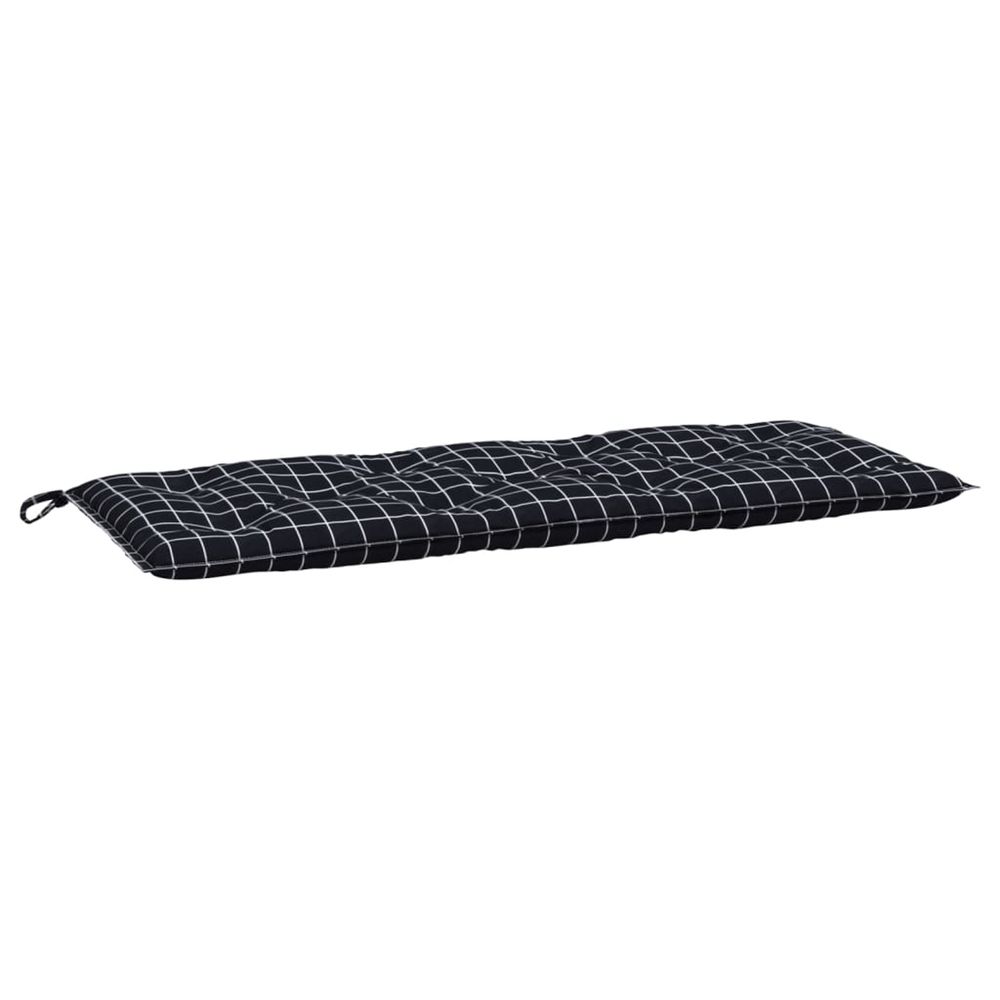 Coussin de banc de jardin carreaux noir 120x50x7 cm tissu