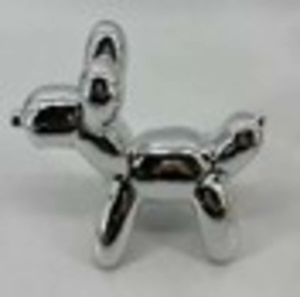 Statuette déco theo chien pop art h13.5cm argent