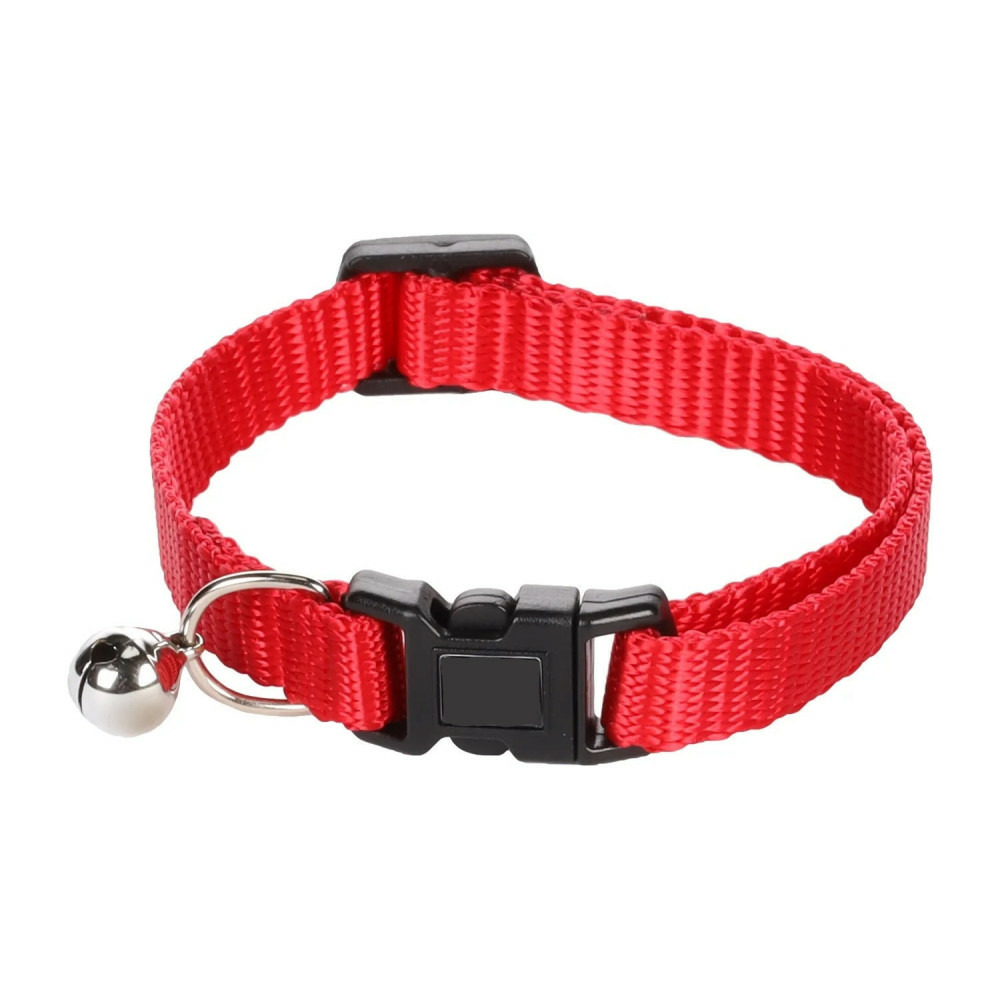 Collier réglable de 20 à 35 cm rouge avec clochette pour chat