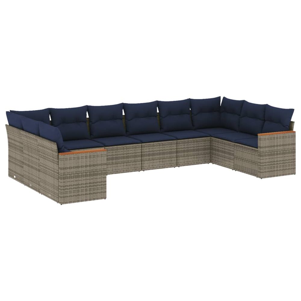 Ensemble de canapé de jardin 10 pcs avec coussins gris