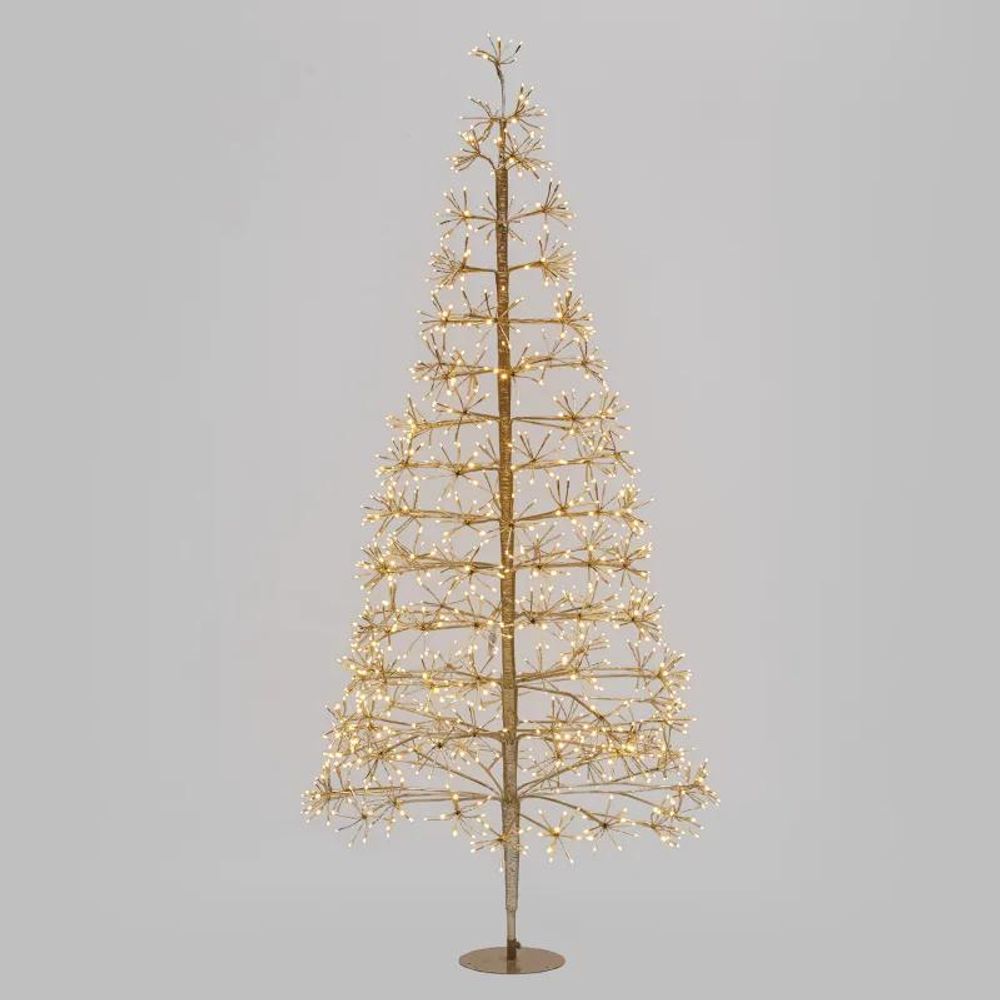 Arbre lumineux 210 cm champagne 1290 led blanc chaud fixe ip44, série rac-pf lotti