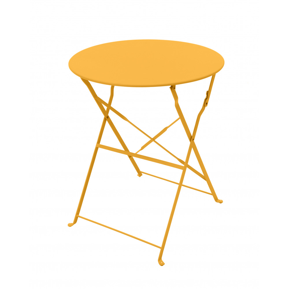 Table de jardin pliante bistrot ronde 2 personnes jaune 60x71cm- meuble de jardin