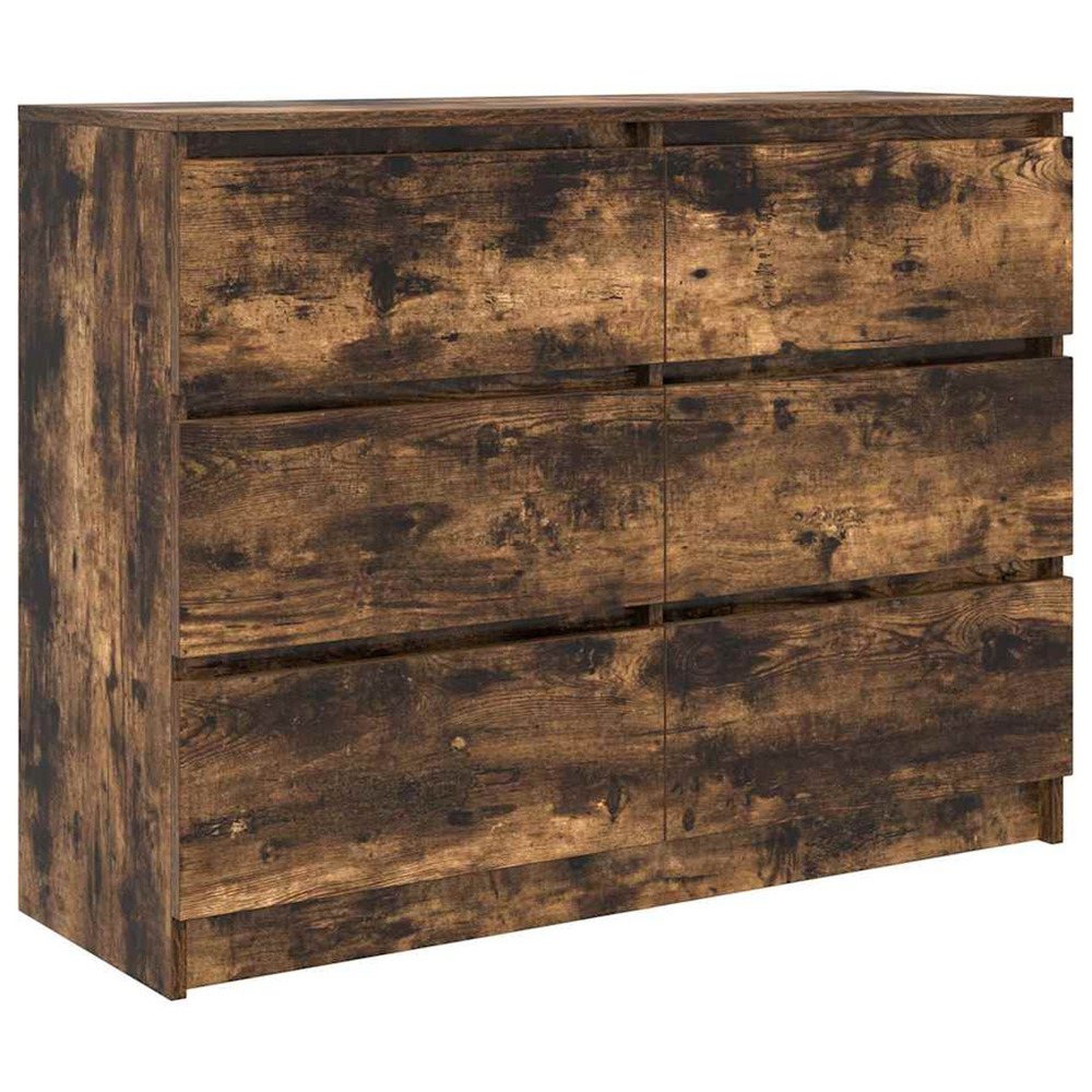 Buffet chêne fumé 100x35x76 cm bois d'ingénierie