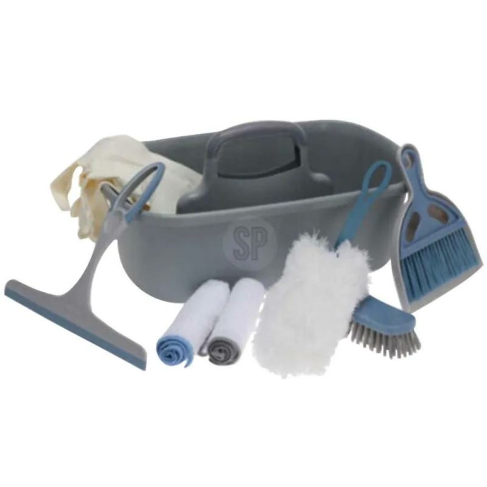 Set nettoyage 8 pièces microfibre brosse pelle balayette gants