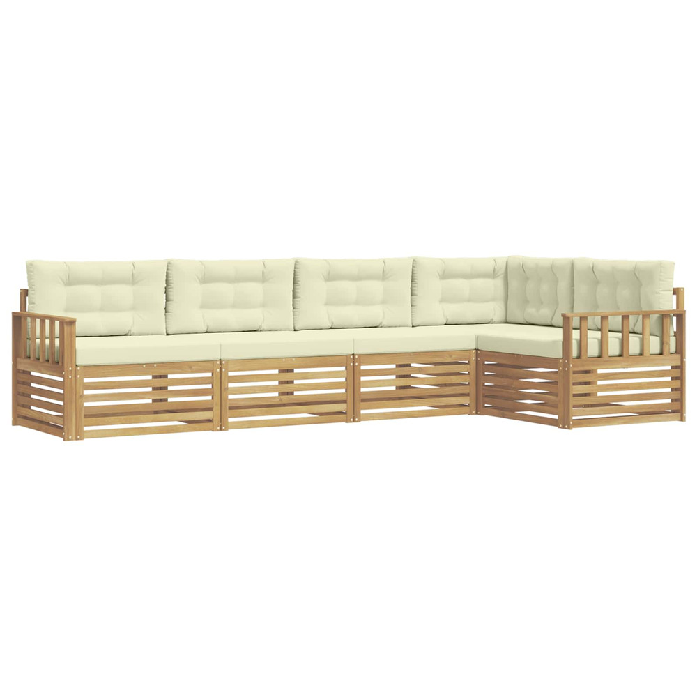 Ensemble de canapés d'extérieur 6 pcs blanc et crème polyester
