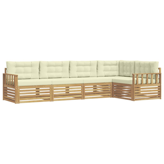 Ensemble de canapés d'extérieur 6 pcs blanc et crème polyester