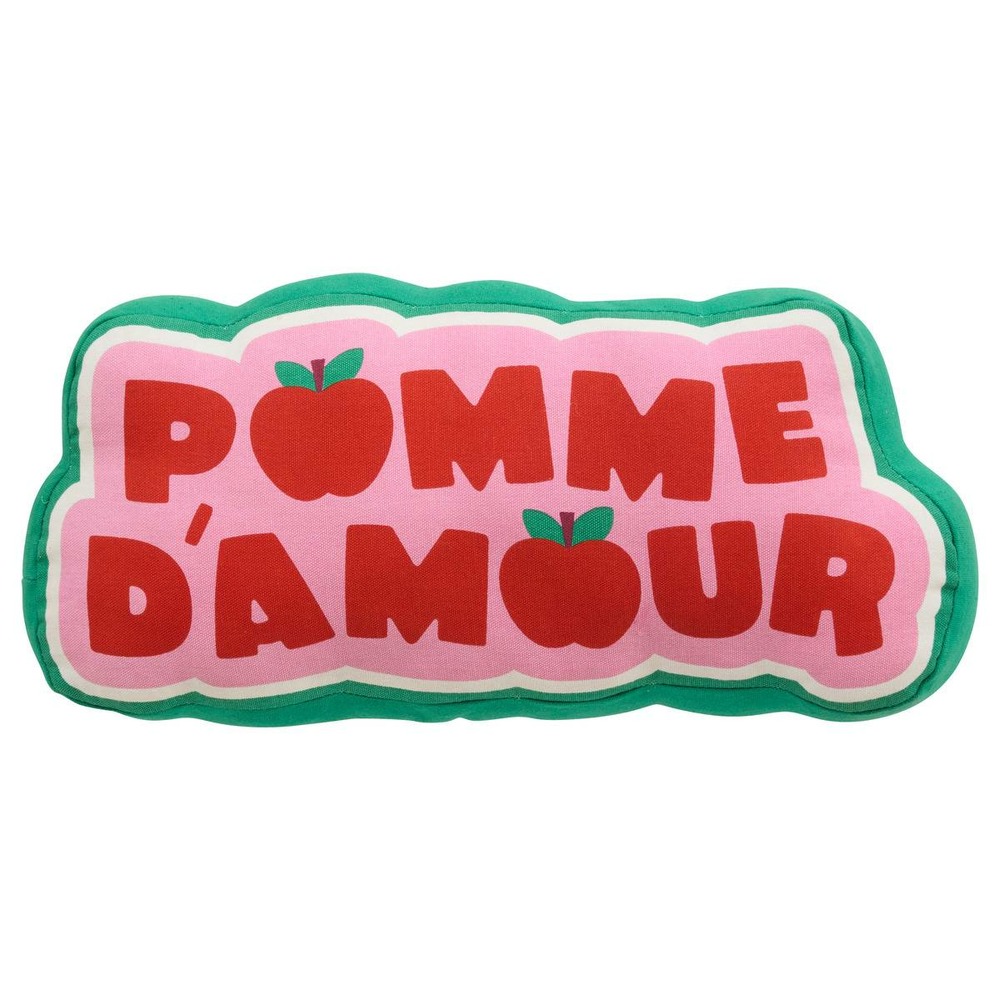 Coussin chacha pomme d'amour 20x44cm vert et rose