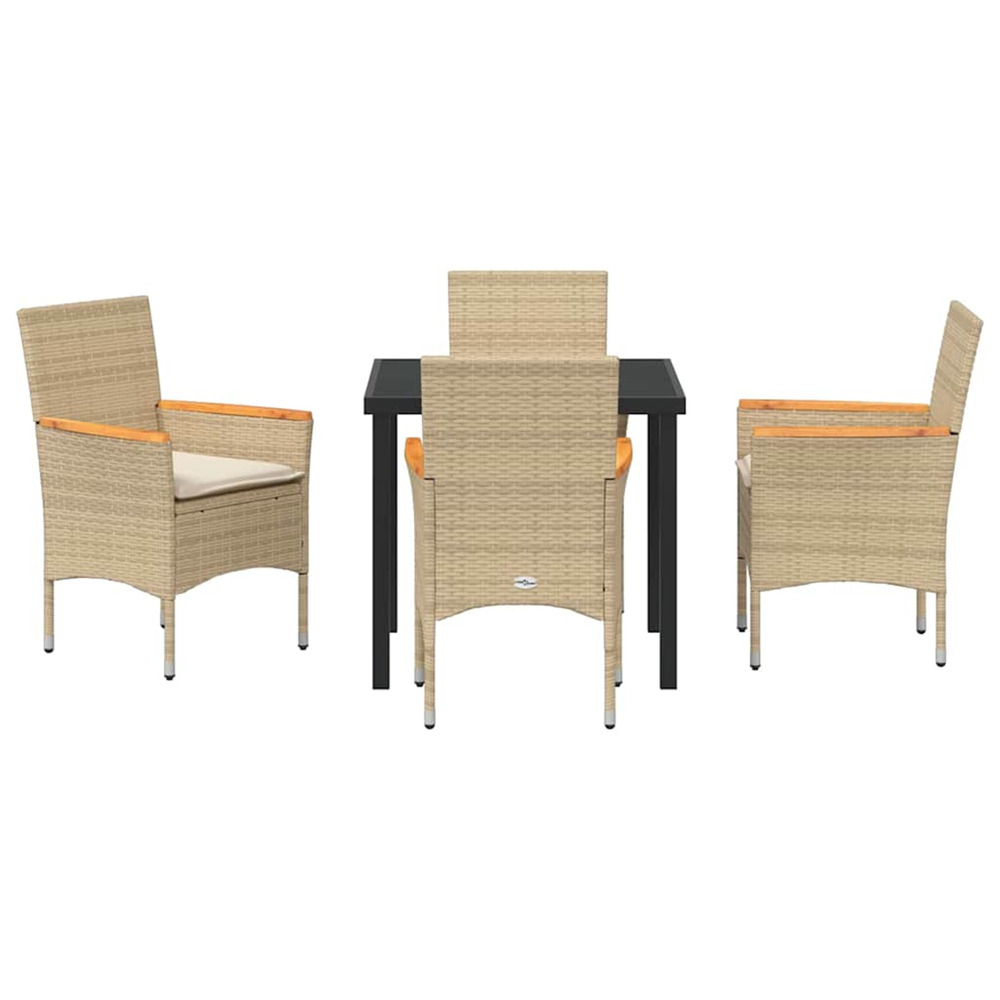 Ensemble de salle à manger pour jardin 5 pcs beige polyrotin