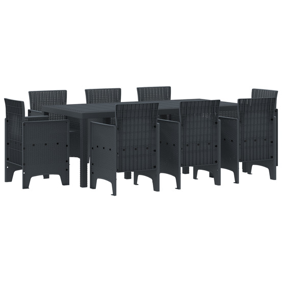 Ensemble de salle à manger de jardin 9 pièces anthracite poly rattan