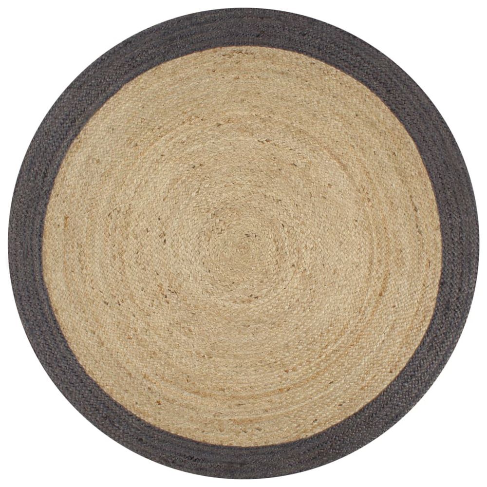Tapis fait main avec bord gris foncÃ© 120cm