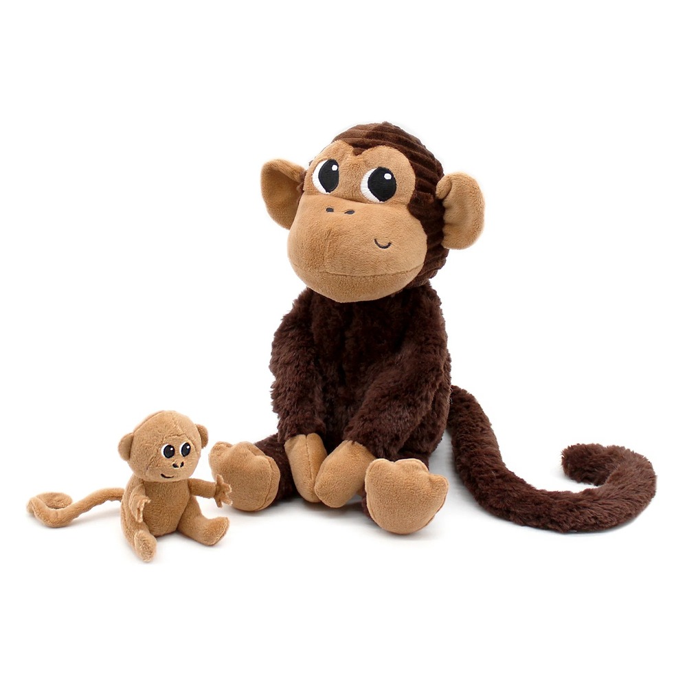 Peluche singe maman et son bébé