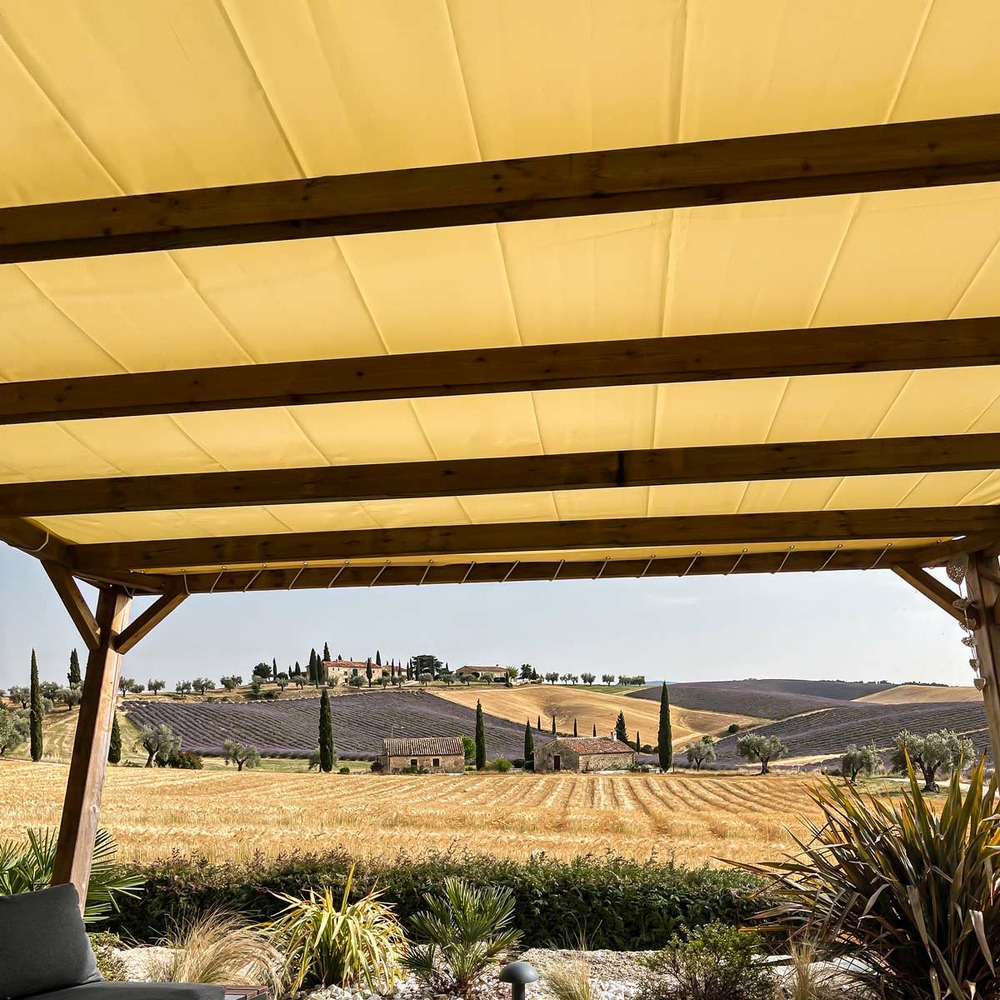 Toile pergola tecplast xp680m2pr 3,5x4,5 m ivoire ignifugée m2 - garantie 15 ans