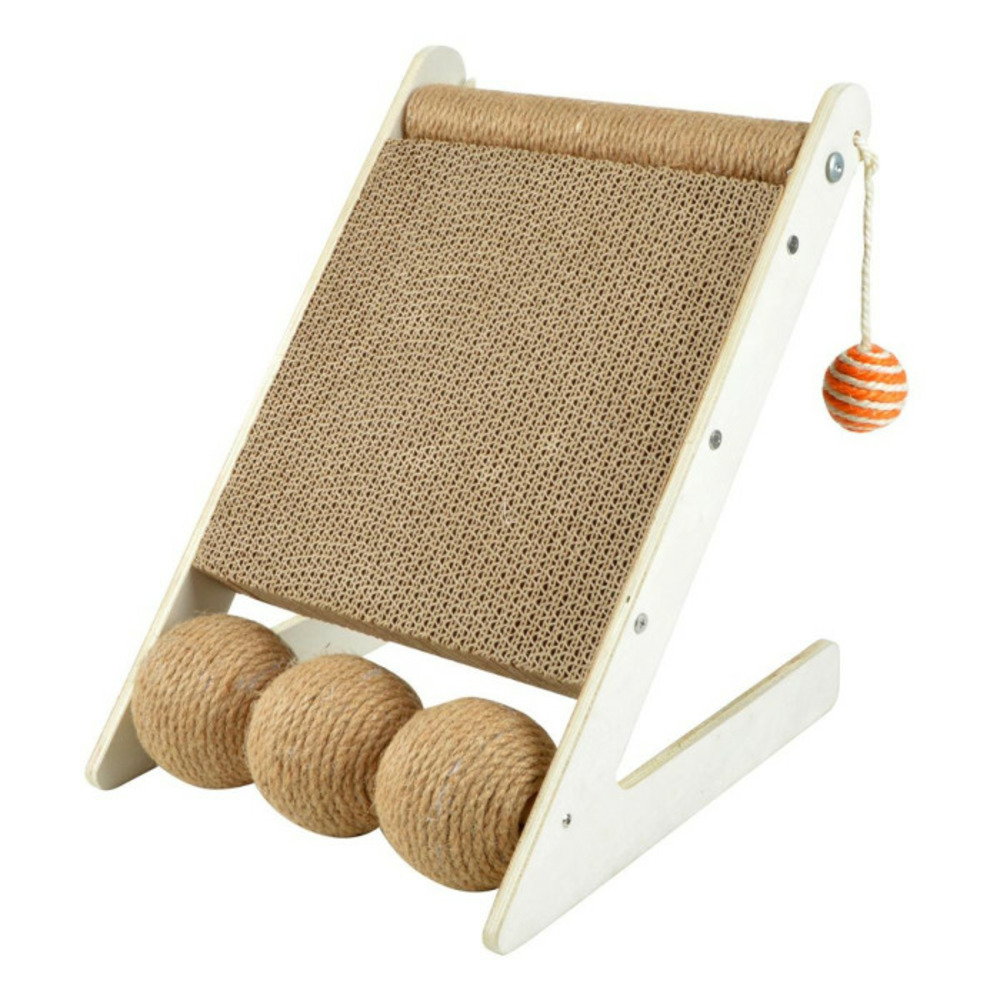 Griffoir pour chat incliné boules 34cm naturel