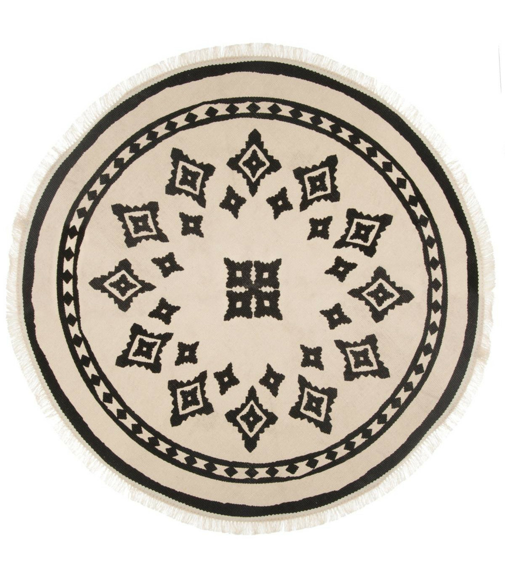 Tapis rond nomade en coton et polyester d 90 cm