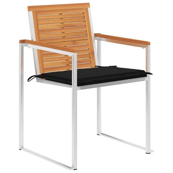 Chaises de jardin lot de 8 avec coussins bois d'acacia solide