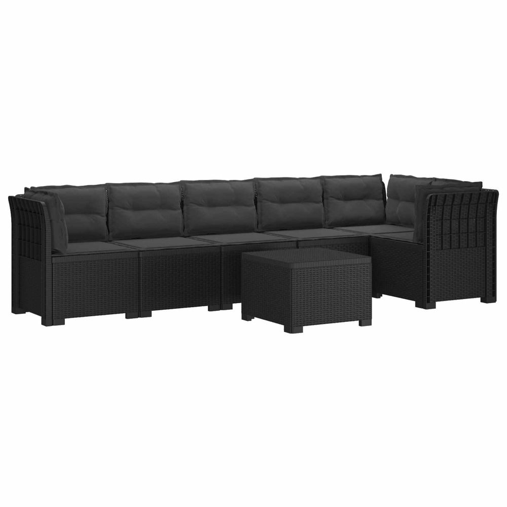 Canapé de jardin 6 places avec coussins aspect rattan pp