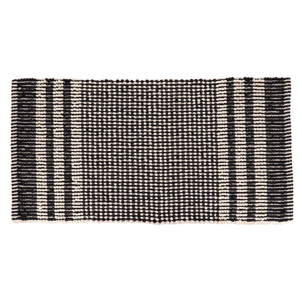 Tapis kyoto microfibre/coton aspect chenille 45x90 cm - noir/beige