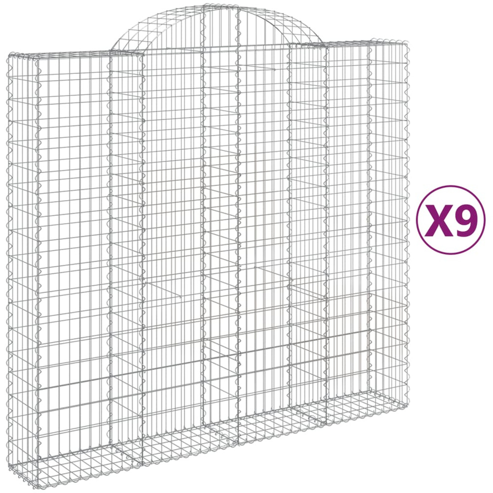 Paniers à gabions arqués 9 pcs 200x50x180/200 cm fer galvanisé