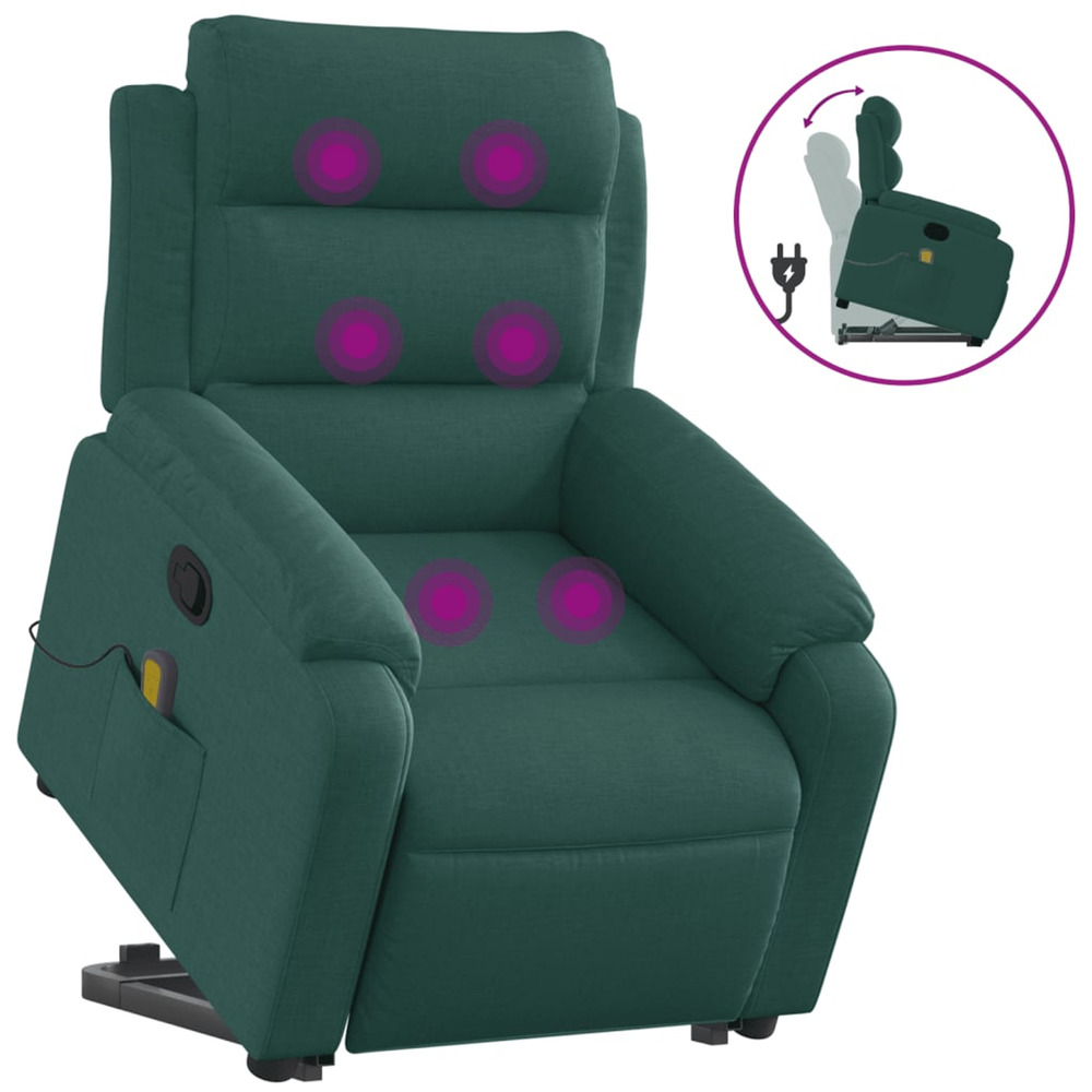 Fauteuil inclinable de massage vert foncé tissu