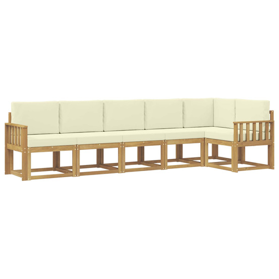 Ensemble de canapés d'extérieur 6 pcs blanc et crème polyester