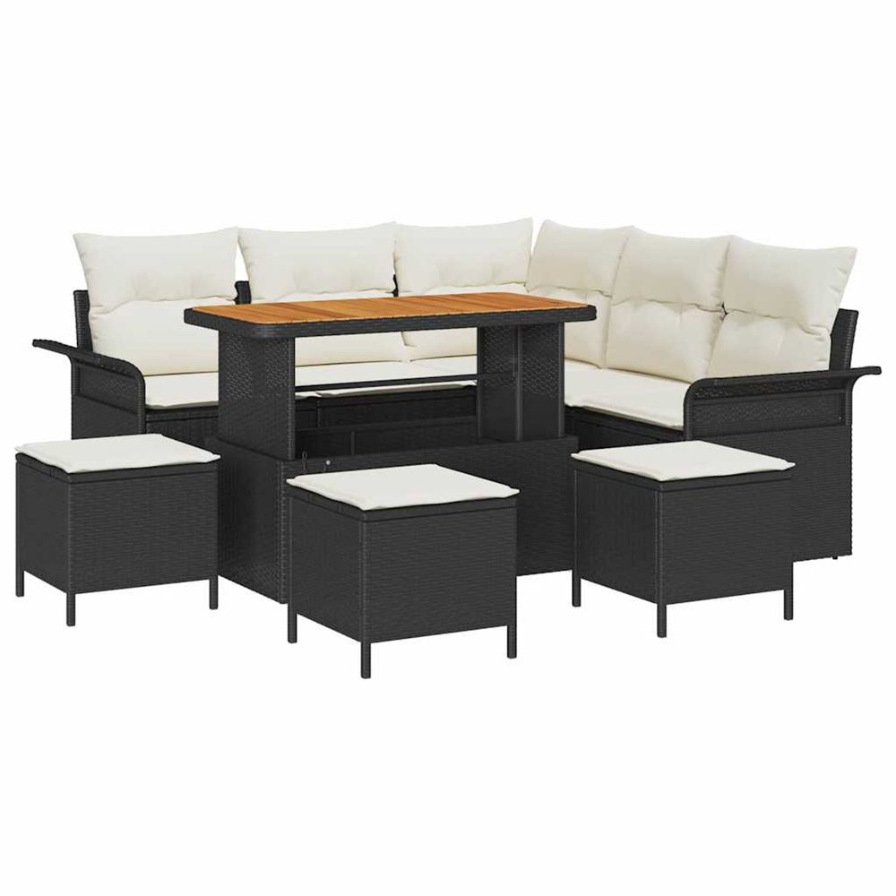 Ensemble de canapé de jardin 9 pc noir polyrotin