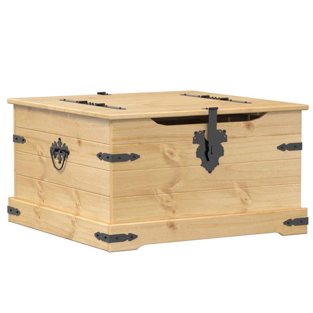 Boîte de rangement corona 78x78x45 cm bois de pin massif