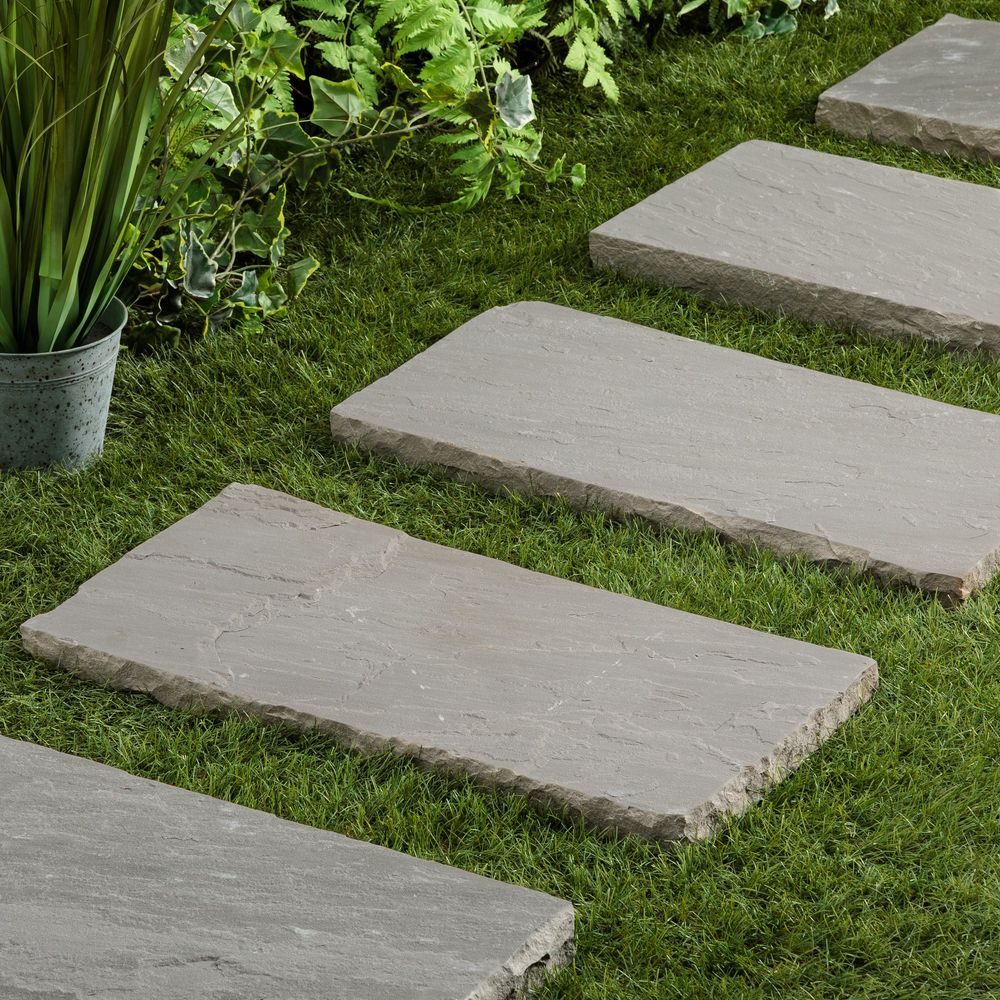 Pas japonais rectangle grès kandla gris 60x30x3-5 cm (à l'unité) - ro'ma nature