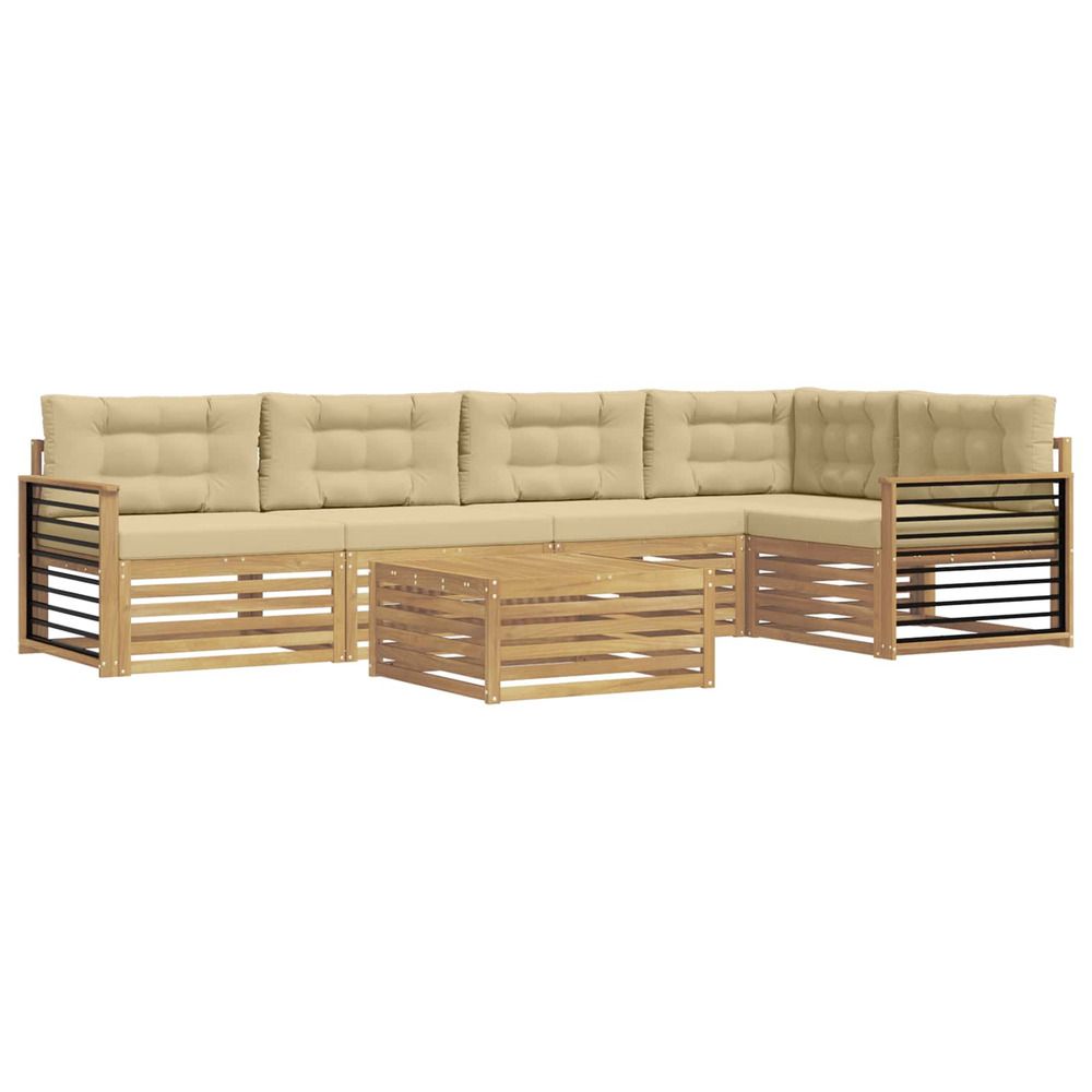 Ensemble de canapés d'extérieur 6 pc blanc et beige polyester
