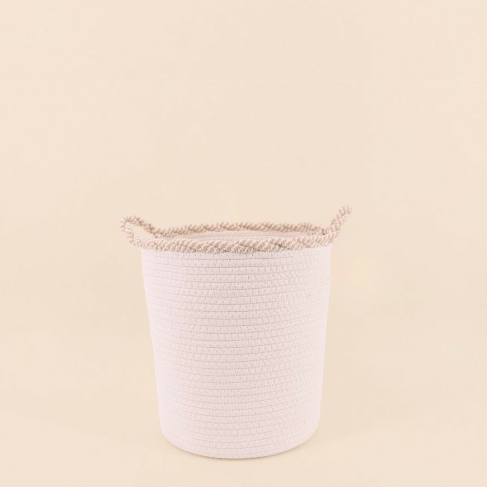 Panier rond en corde de coton finition vague 30x28cm