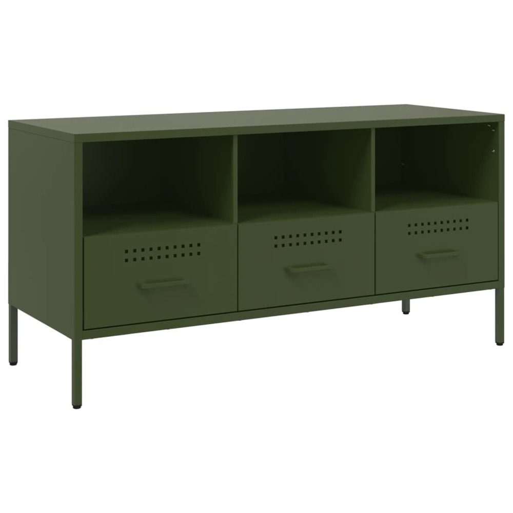 Meuble tv vert olive 100,5x39x50,5 cm acier