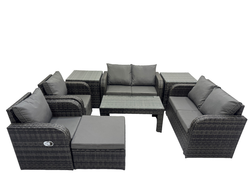 8 pièces ensemble salon de jardin extérieur en polyrotin avec table de jardin tabourets