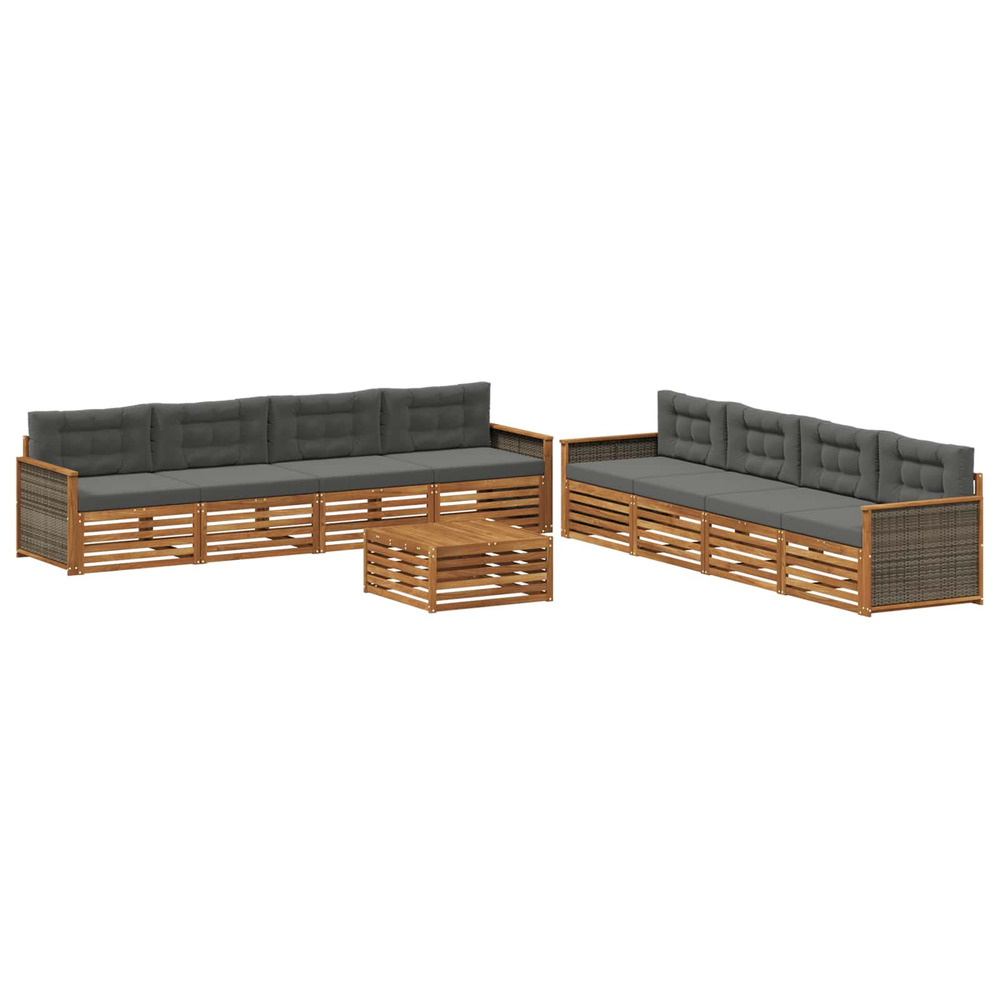 Ensemble de canapés d'extérieur 9 pcs naturel et anthracite