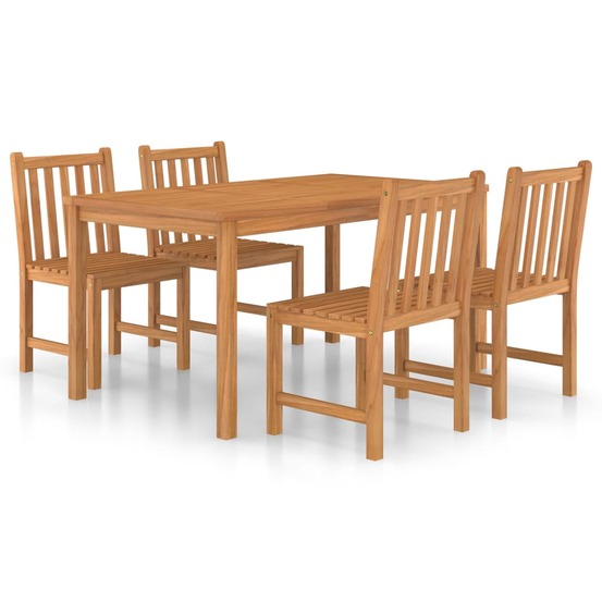 Ensemble de salle à manger de jardin 5 pièces 150 x 90 cm en bois de teck massif